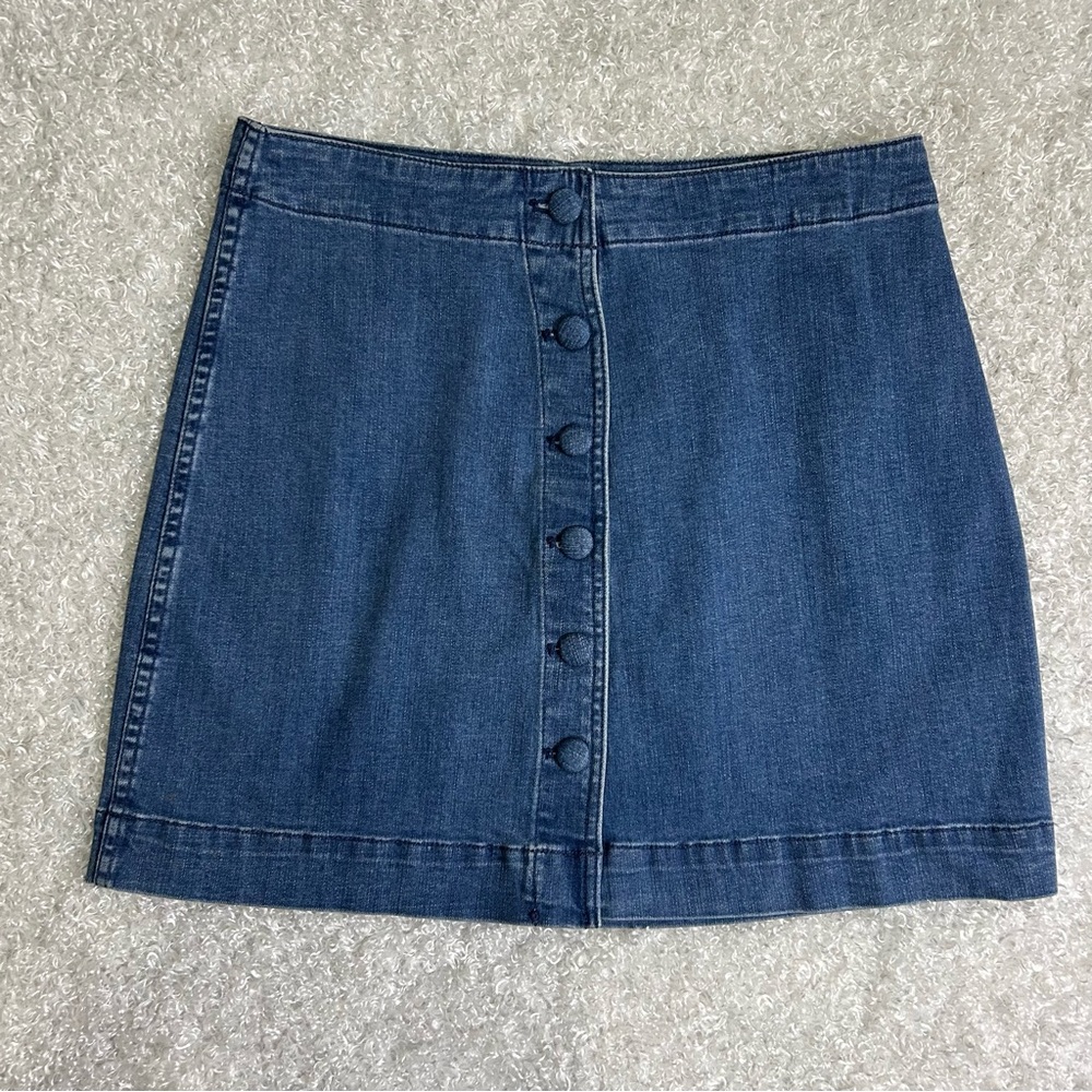 Madewell Blue Denim Button-Front Mini Skirt